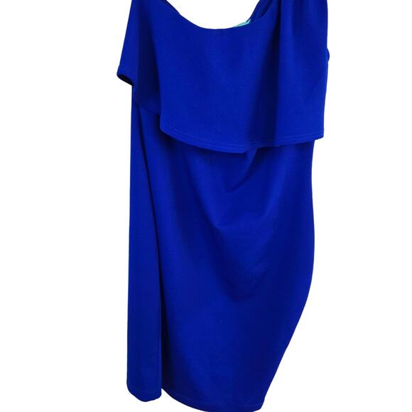 Misses junior teen dress size M medium blue one shoulder bow petite  8 10 - Picture 8 of 9